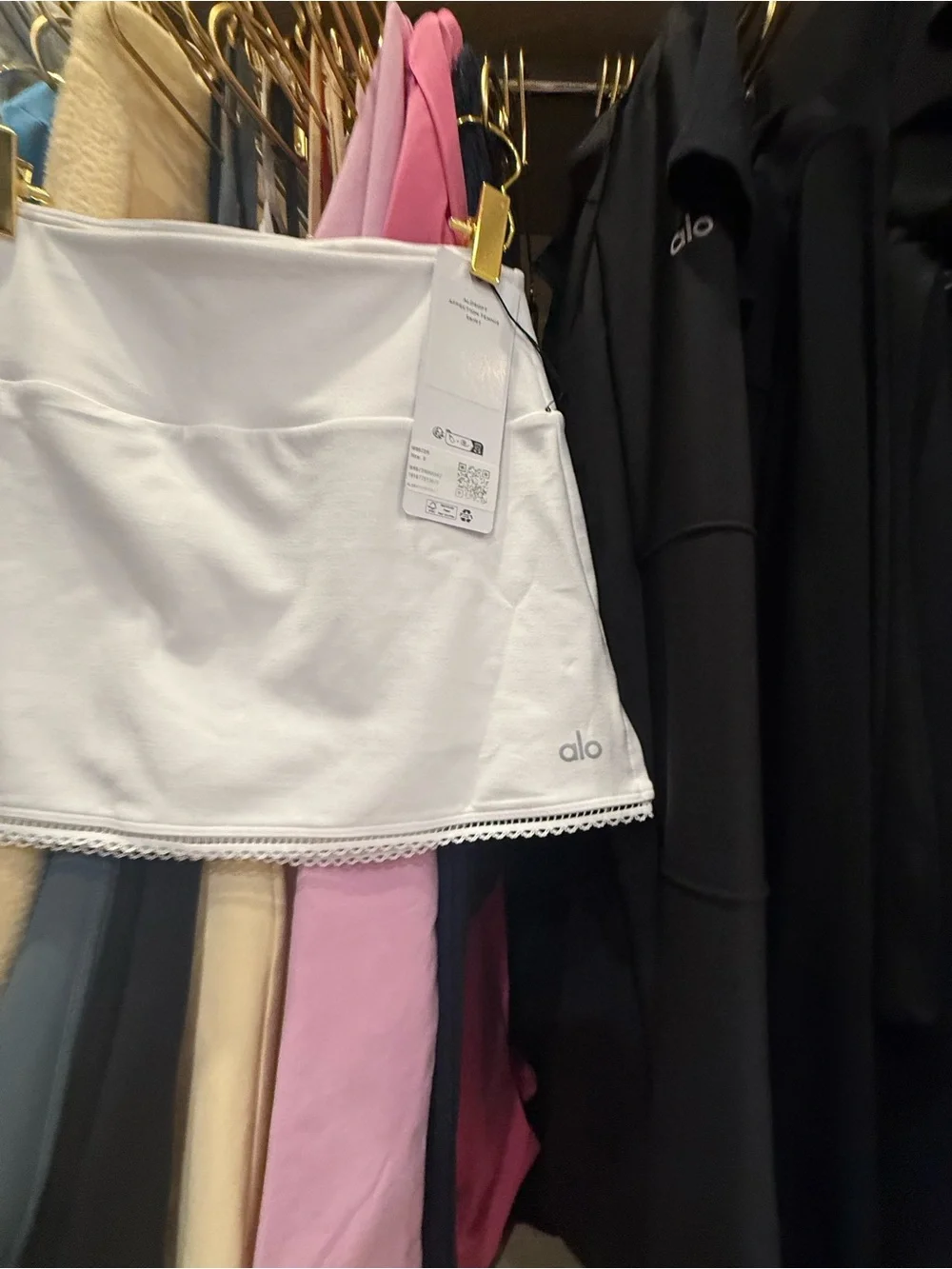 ALO Yoga White Circle Skirt with Lace Trim